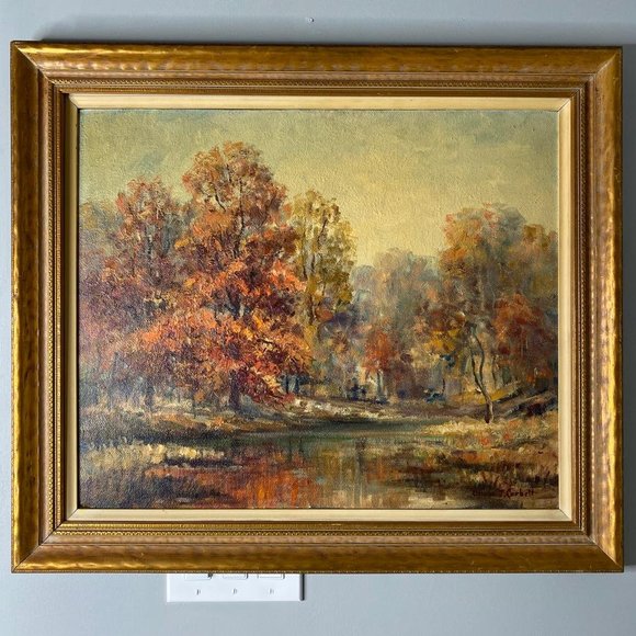 Oliver J. Corbett Other - Vintage 1954 Oil On Board Painting "Lagoon at Crystal Cove" by Oliver J. Corbett
